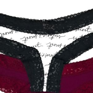 Victoria's Secret stretch cotton lace-waist cheeky panty Size S (black/white)